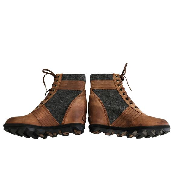 Sorel Womens Lexie Wedge Boot Size 10 Brown Tobacco Felt Waterproof Outerwear - Picture 6 of 10